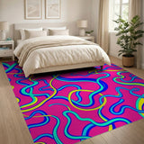 Vibrant Pink Squiggle Abstract Area Rug