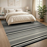 Geometric Modern Striped Bold Black White Striped Geometric Area Rug