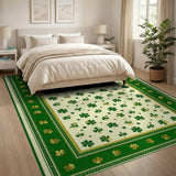 Floral Vintage Shamrock Clover Green Area Rug