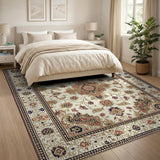 Ivory Traditional Persian Medallion Area Rug