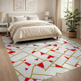 Red Gold Geometric Abstract Area Rug