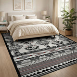 Bold Geometric Southwestern Area Rug in Black White