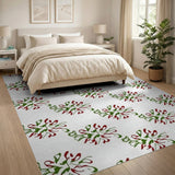 Red Green Abstract Floral Pattern Area Rug