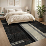 Distressed Brown Tan Vertical Stripe Rug