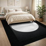 Black White Abstract Circle Area Rug