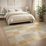 Textured Geometric Beige Neutral Area Rug