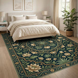 Emerald Lotus Medallion Persian Rug