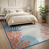 Coastal Seashell Coral Area Rug