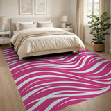 Geometric Modern Pink Wavy Abstract Area Rug