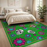 Sugar Skull Floral Day of the Dead Area Rug