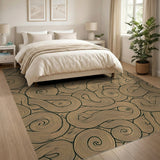 Tan Swirl Abstract Area Rug