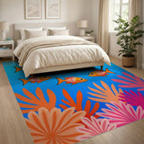 Playful Cartoon Orange Fish Underwater Area Rug