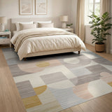 Modern Geometric Abstract Area Rug in Grey Multi
