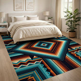 Teal Orange Geometric Southwestern Area Rug