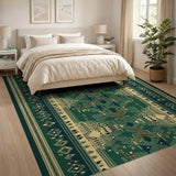 Deep Green Southwestern Geometric Rug