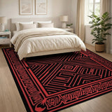 Bold Red Geometric Heritage Tribal Area Rug