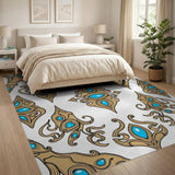 Teal Eye Ornate Pattern Area Rug