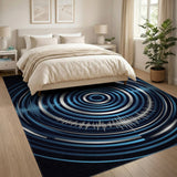 Blue Teal Waveform Geometric Area Rug