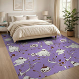 Purple Halloween Ghosts Pumpkins Pattern Rug