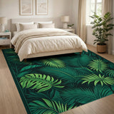 Lush Green Monstera Palm Leaf Area Rug