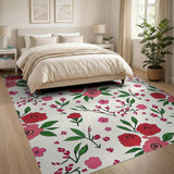 Pink Roses Floral Vintage Area Rug