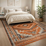 Orange Terracotta Geometric Southwestern Area Rug