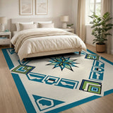 Teal Geometric Starburst Area Rug