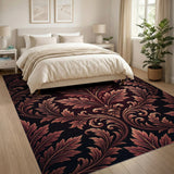 Ornate Red Leaf Baroque Area Rug