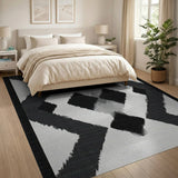 Black White Geometric Chevron Area Rug