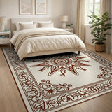 Brown and Tan Ornate Brown Medallion Persian Area Rug