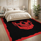 Fiery Red Grinning Skull Area Rug