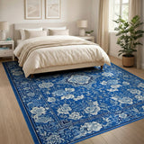 Blue White Persian Floral Area Rug