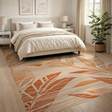 Orange Leaf Boho Area Rug