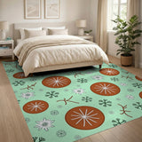 Whimsical Mint Orange Slice Snowflake Area Rug