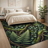 Green Lush Fern Forest Green Area Rug