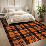 Rustic Farmhouse Orange Black Buffalo Plaid Area Rug