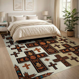 Southwestern Crosses Terracotta Pots Rug