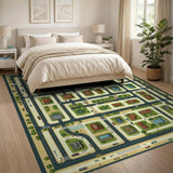 Cartoon City Street Map Play Rug