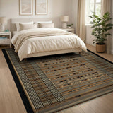 Brown Tan Heritage Tribal Striped Area Rug