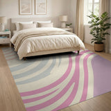 Swirling Waves Abstract Area Rug in Soft Pink Purple