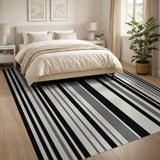 Bold Black White Vertical Stripe No. 28 Area Rug