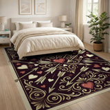 Ornate Hearts Arrows Red Area Rug