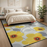 Vibrant Red Yellow Floral Area Rug