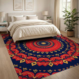 Vibrant Red Mandala Boho Area Rug