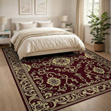 Ornate Red Gold Floral Persian Rug