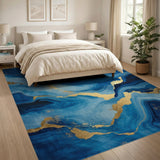 Indigo Agate Gold Vein Abstract Area Rug
