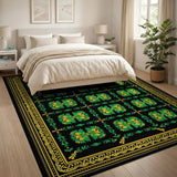 Green Yellow Feather Heritage Tribal Rug