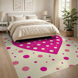 Playful Pink Polka Dot Heart Area Rug