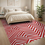 Geometric Modern Red Bold Red Geometric Zigzag Area Rug