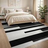 Modern Black White Geometric Black and White Area Rug